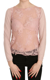 PINK MEMORIES Pink Lace See Through Long Sleeve Top Blouse -   -  PINK MEMORIES.